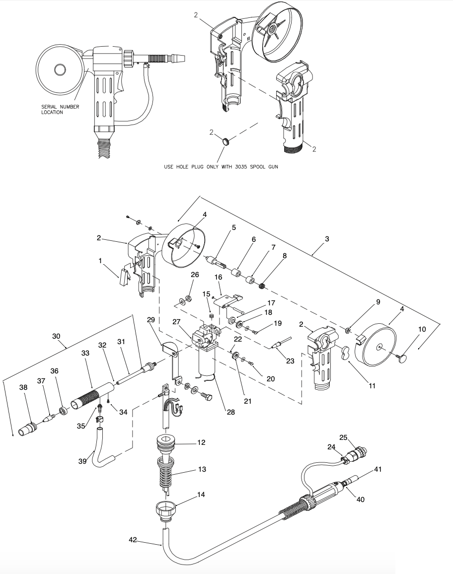 Miller Spoolmate 3035 Spool Gun parts diagram