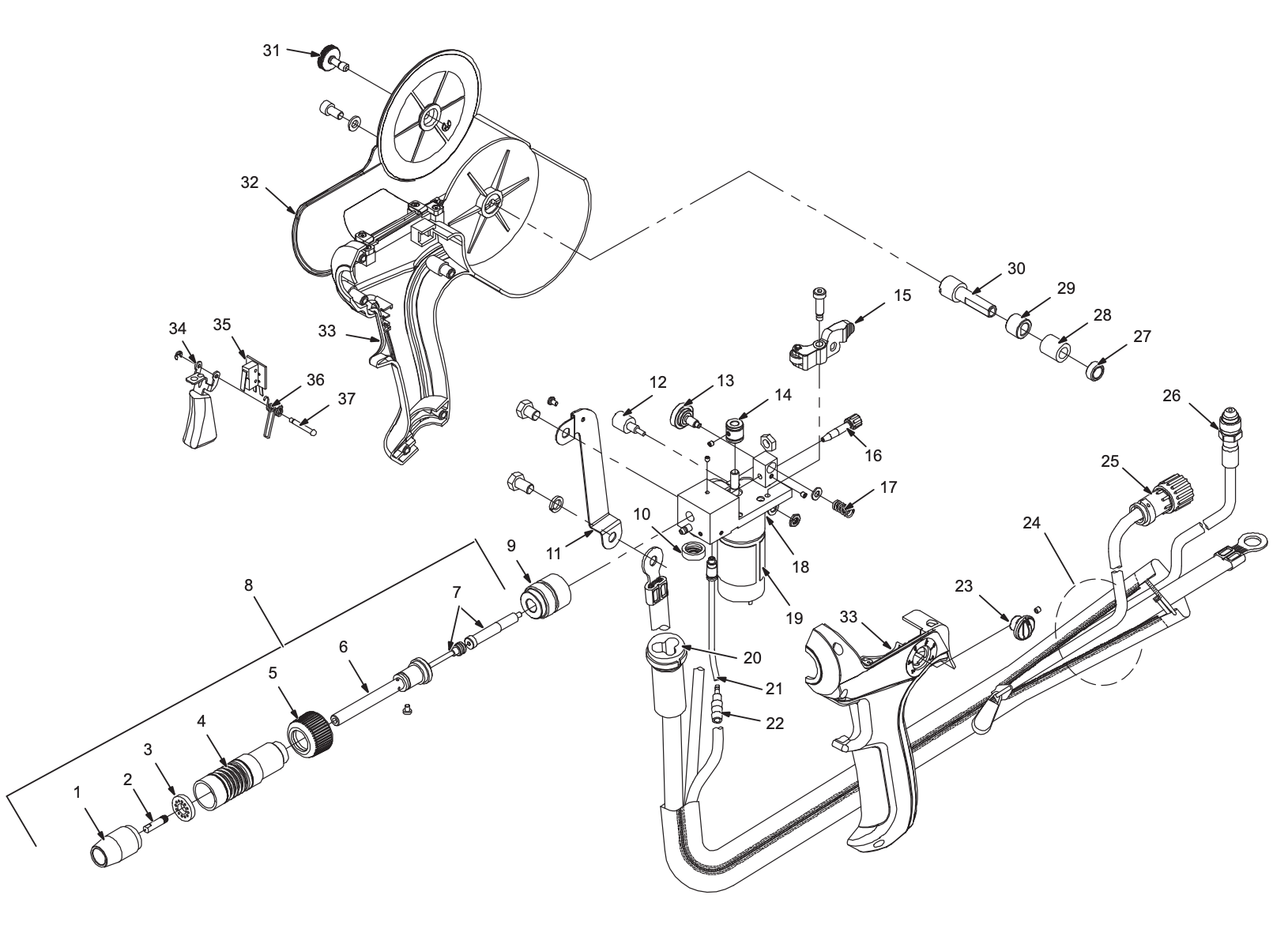 Miller Spoolmate 200 Spool Gun parts diagram