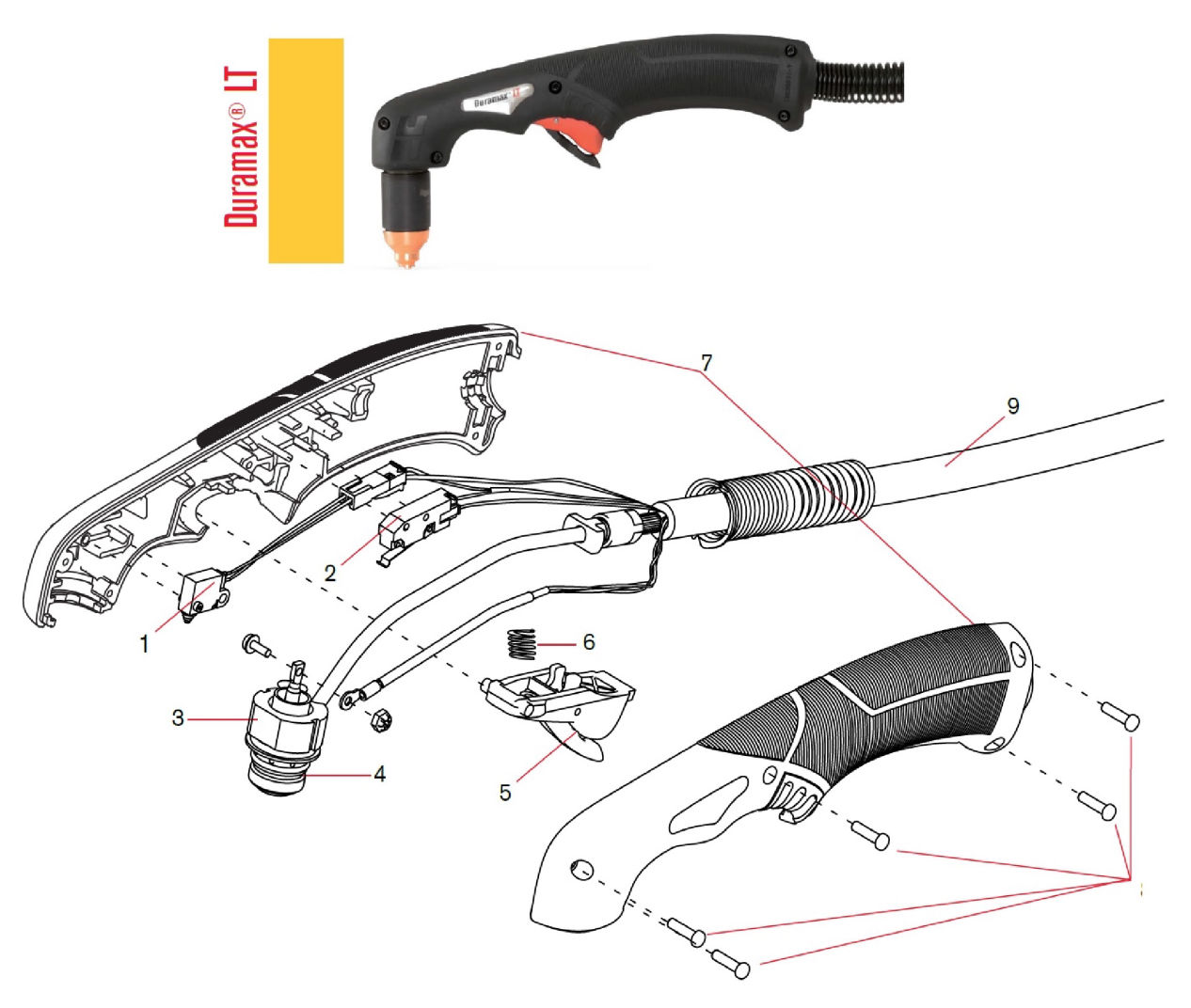 Hypertherm Duramax LT Torch Parts Breakdown diagram