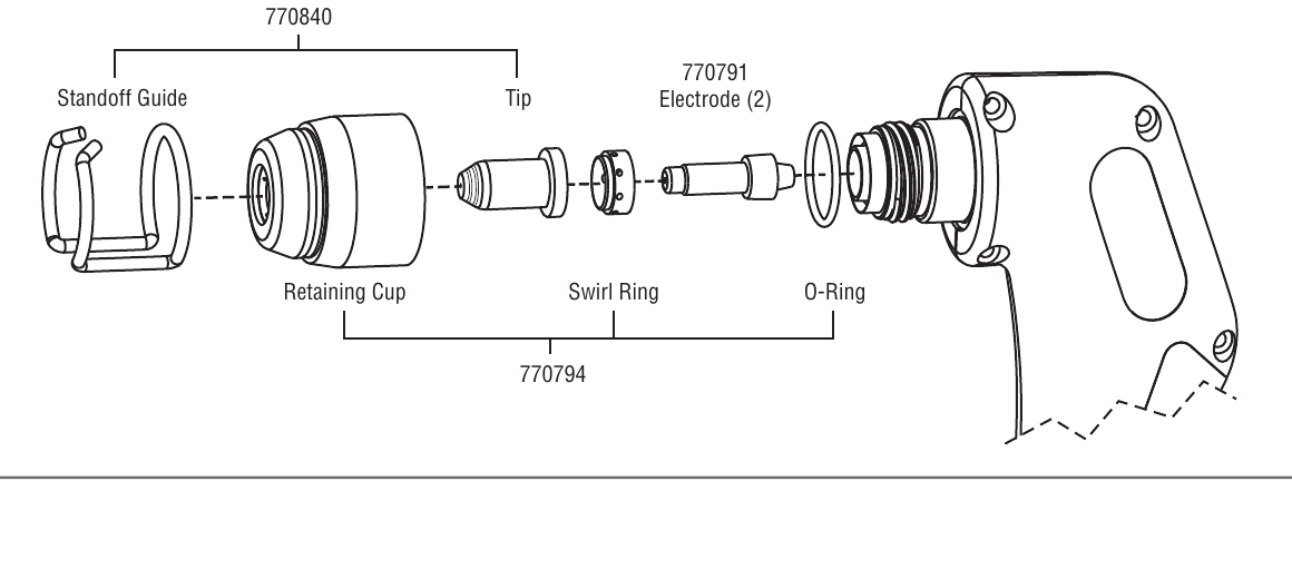 Hobart XT12R torch consumables diagram for AirForce 12ci