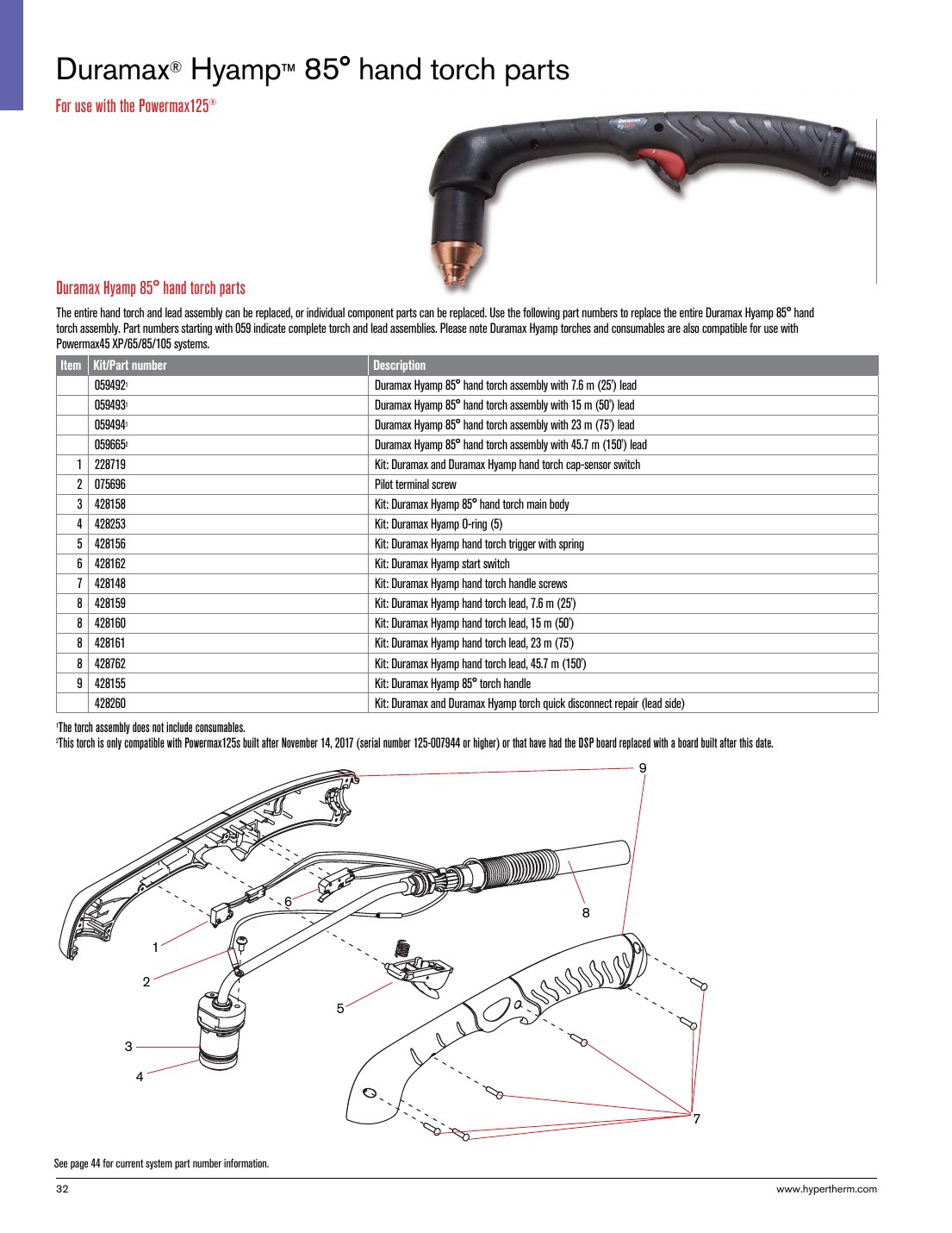 Duramax Hyamp 85 hand torch parts catalog page