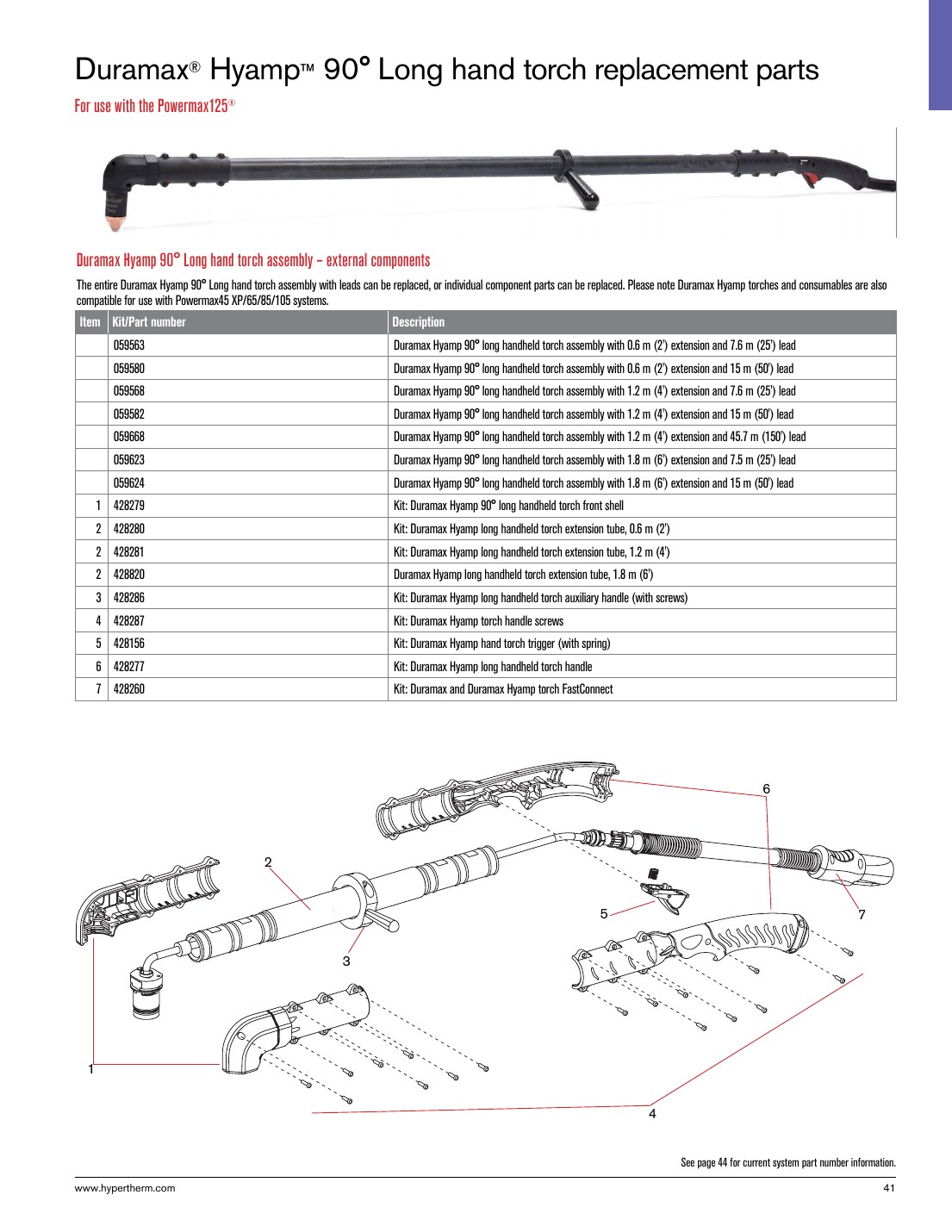 Duramax Hyamp 90 Long hand torch replacement parts catalog page