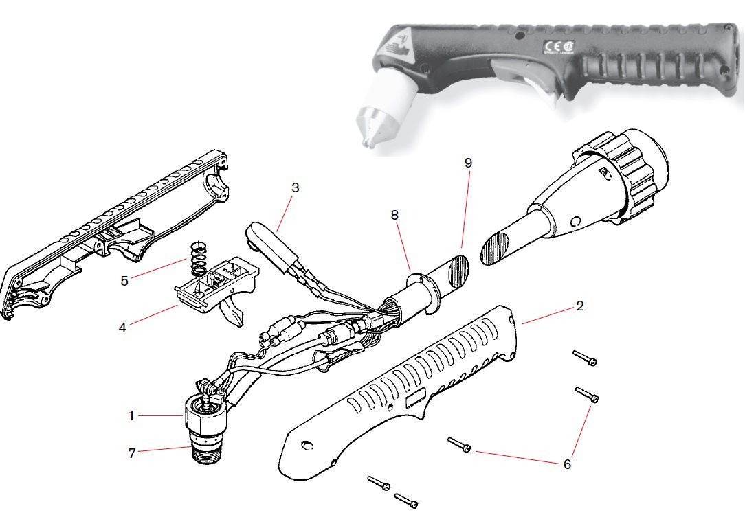 Hypertherm PAC123T Powermax 600 hand torch parts diagram