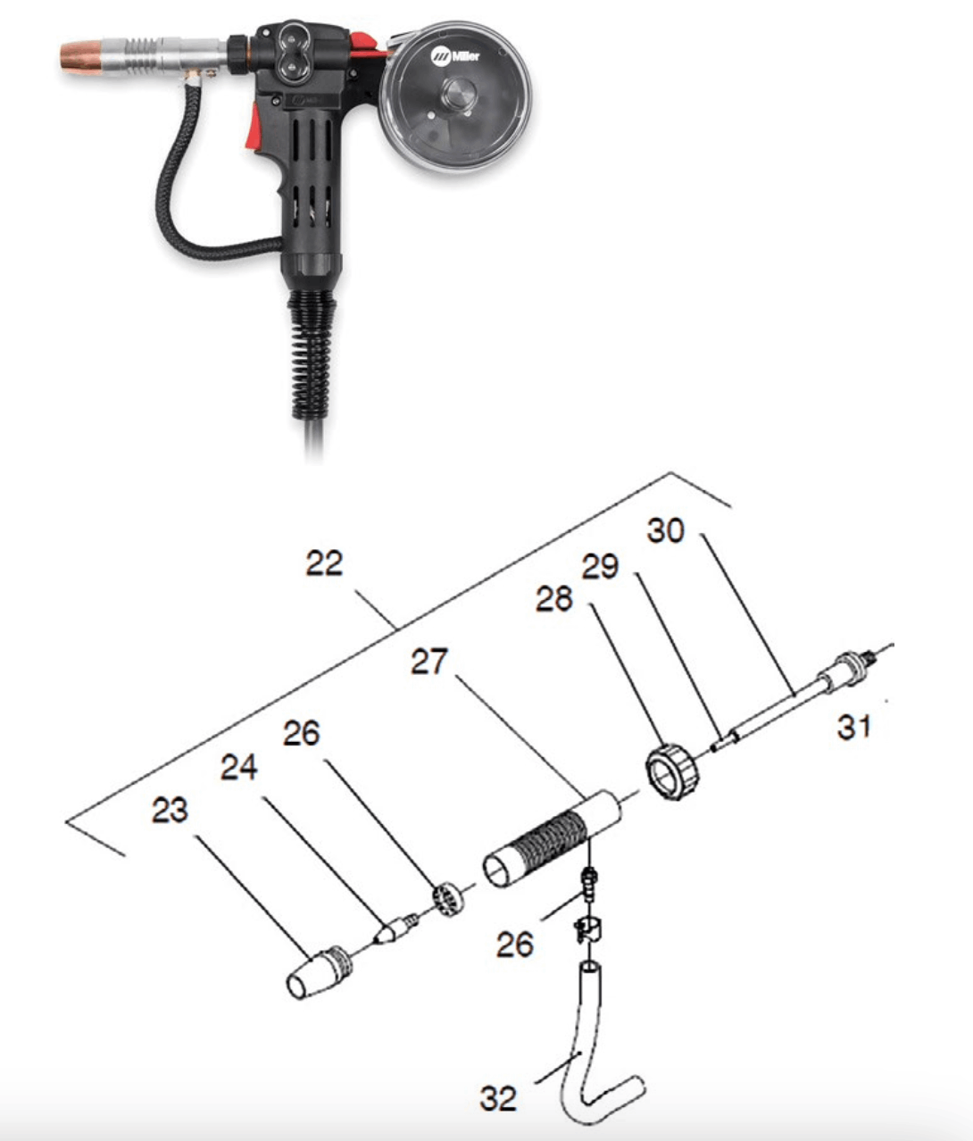 Miller Spoolmate 150 Spool Gun parts diagram